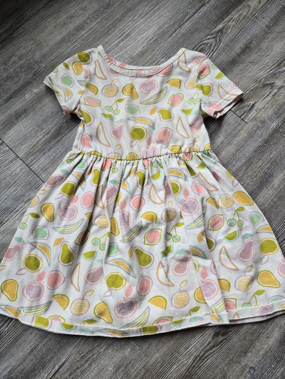 Cat & Jack Short Sleeve Fruit Print Dress - Pink, Green, Yellow